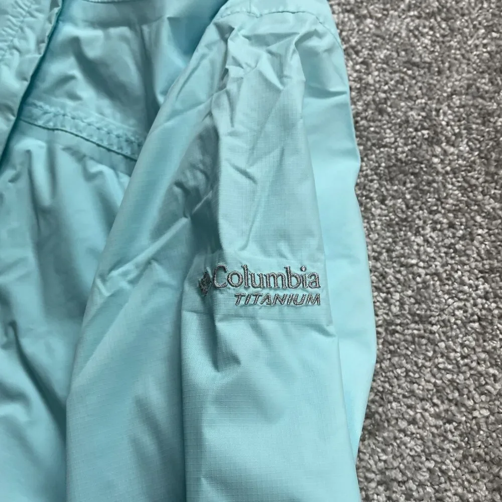 Columbia Titanium Jacket Youth Large 14/16 Light Blue Zip Omni Tech Windbreaker